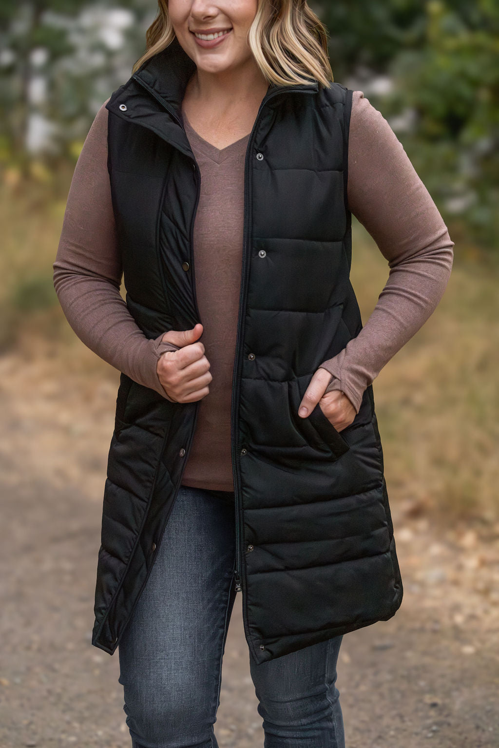 Harlow Long Vest Black