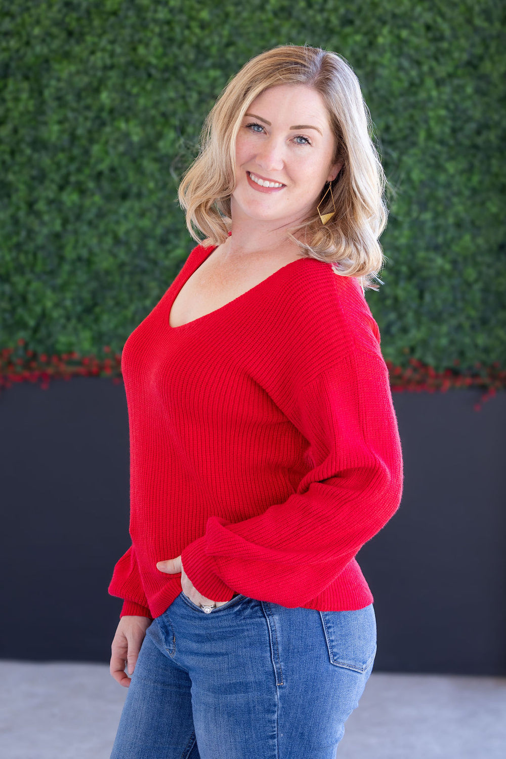 Bethany Bow Sweater Red