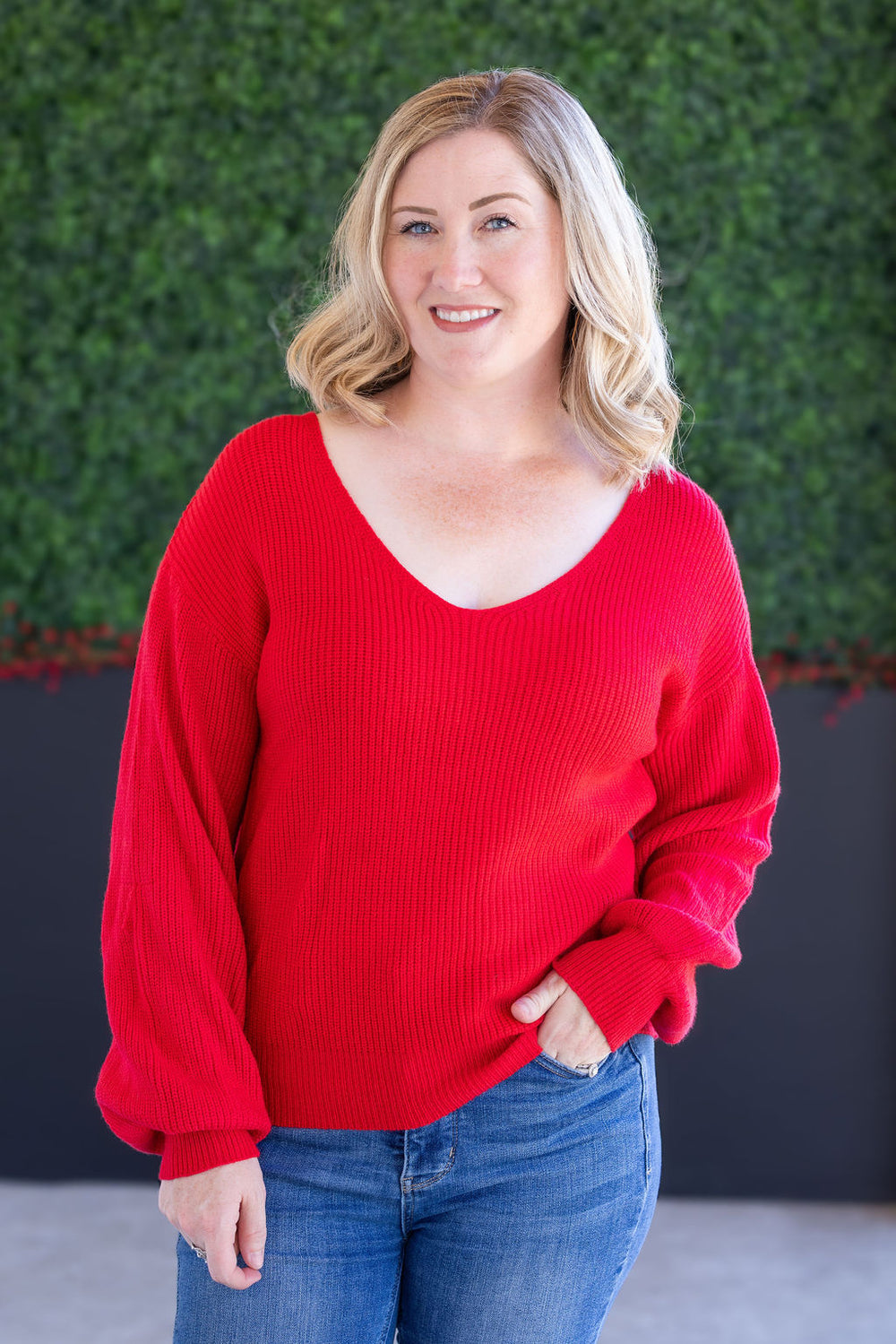 Bethany Bow Sweater Red