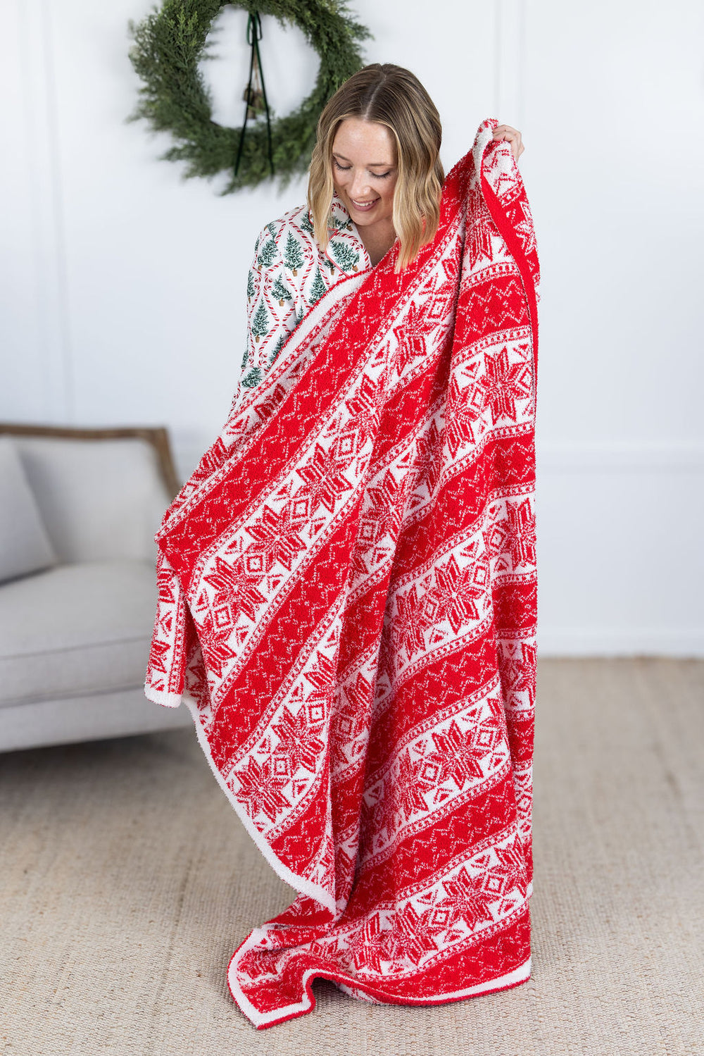 Plush & Fuzzy Blanket Red Holiday