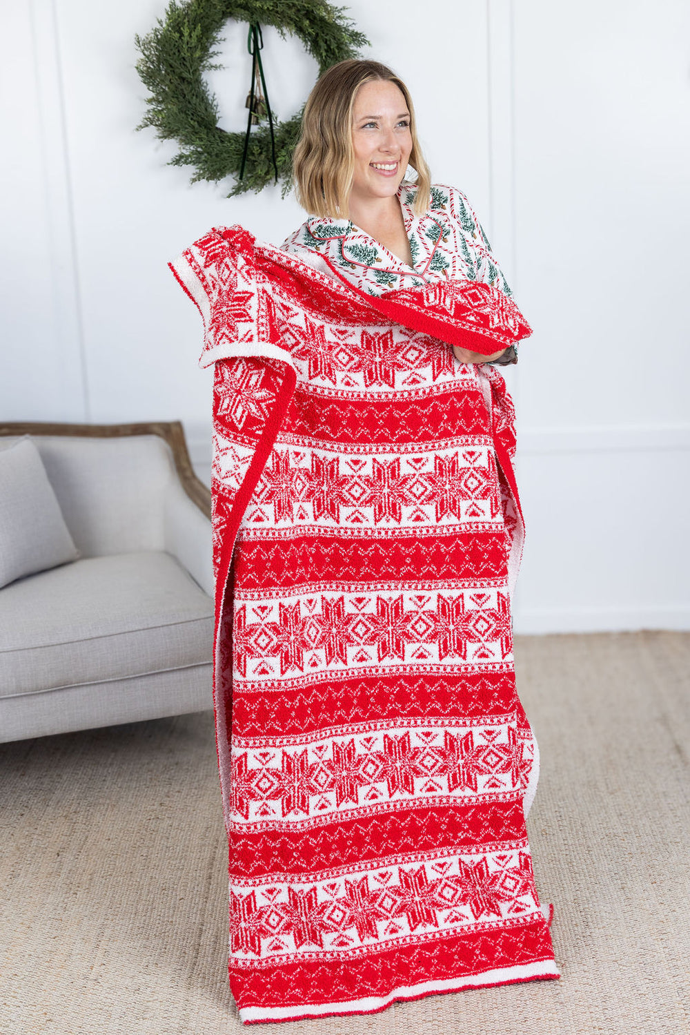 Plush & Fuzzy Blanket Red Holiday