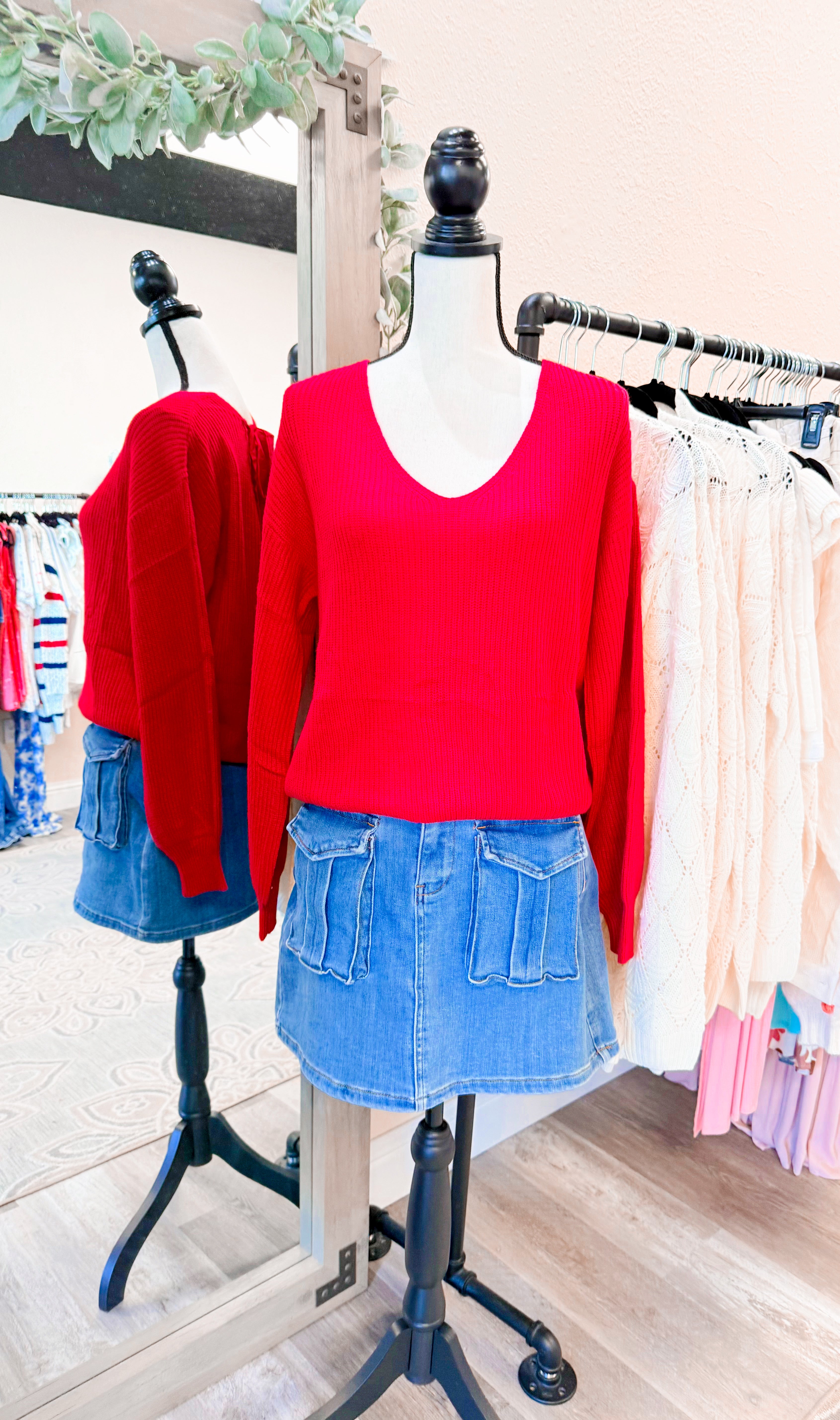 Bethany Bow Sweater Red