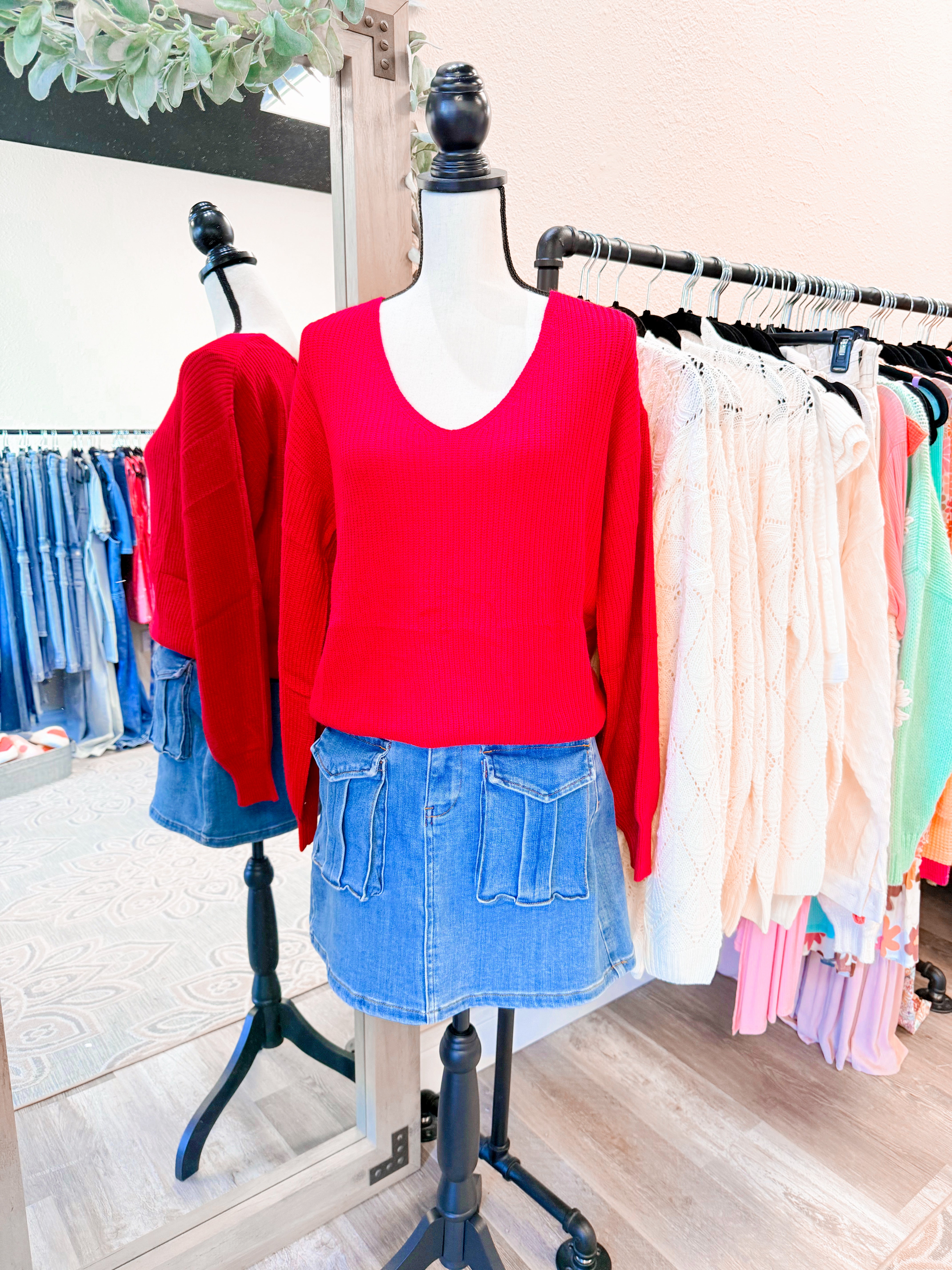 Bethany Bow Sweater Red