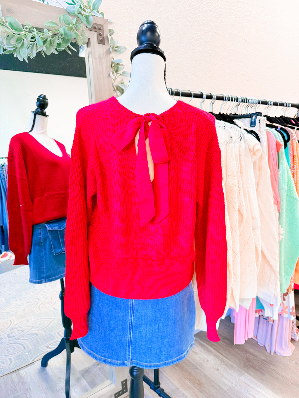 Bethany Bow Sweater Red