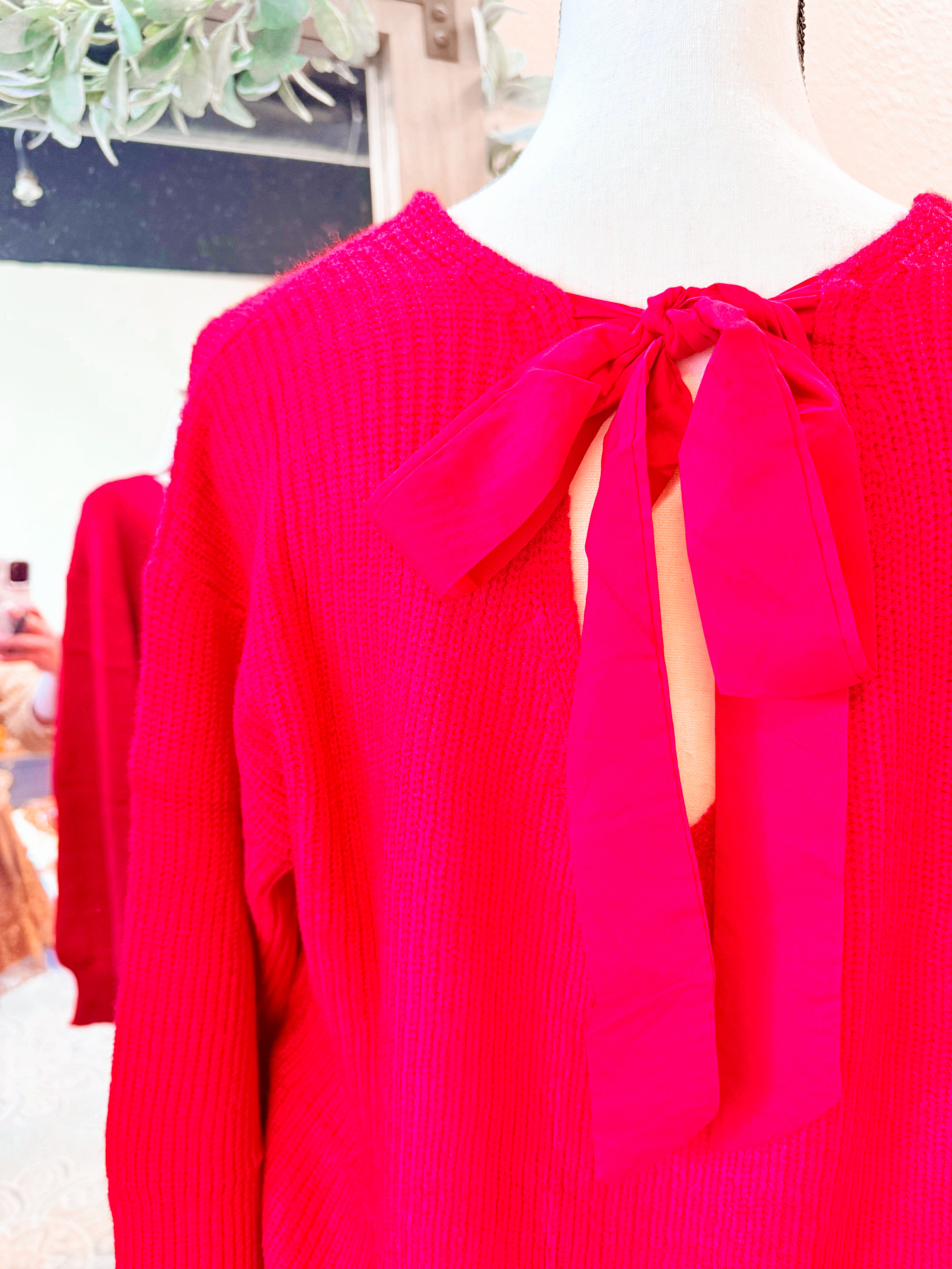 Bethany Bow Sweater Red