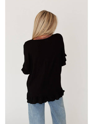 Ruffles Ahead Top Black