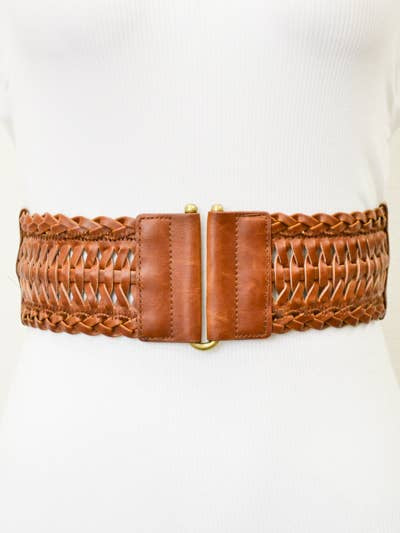 Boho Babe Braid Elastic Belt Camel