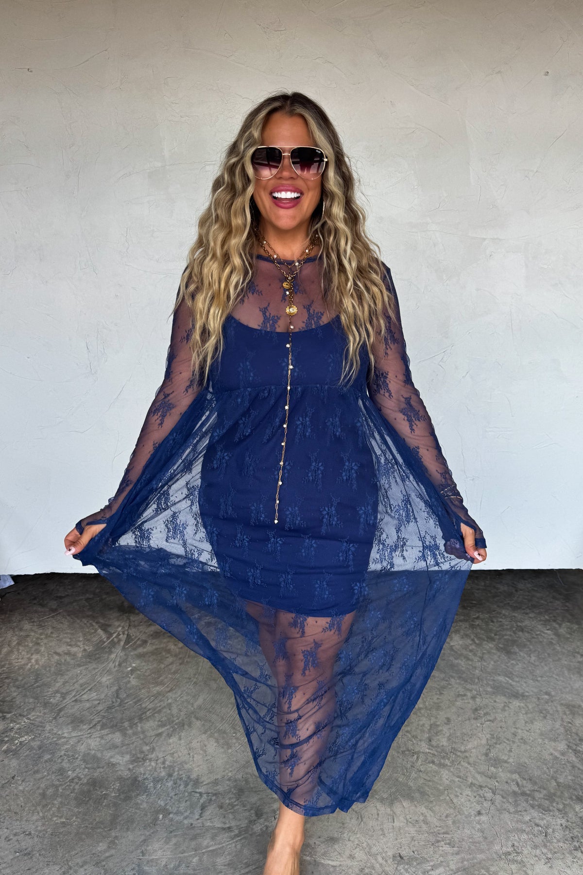 ✨PREORDER ✨ Evangeline Lace Dress Midnight Blue