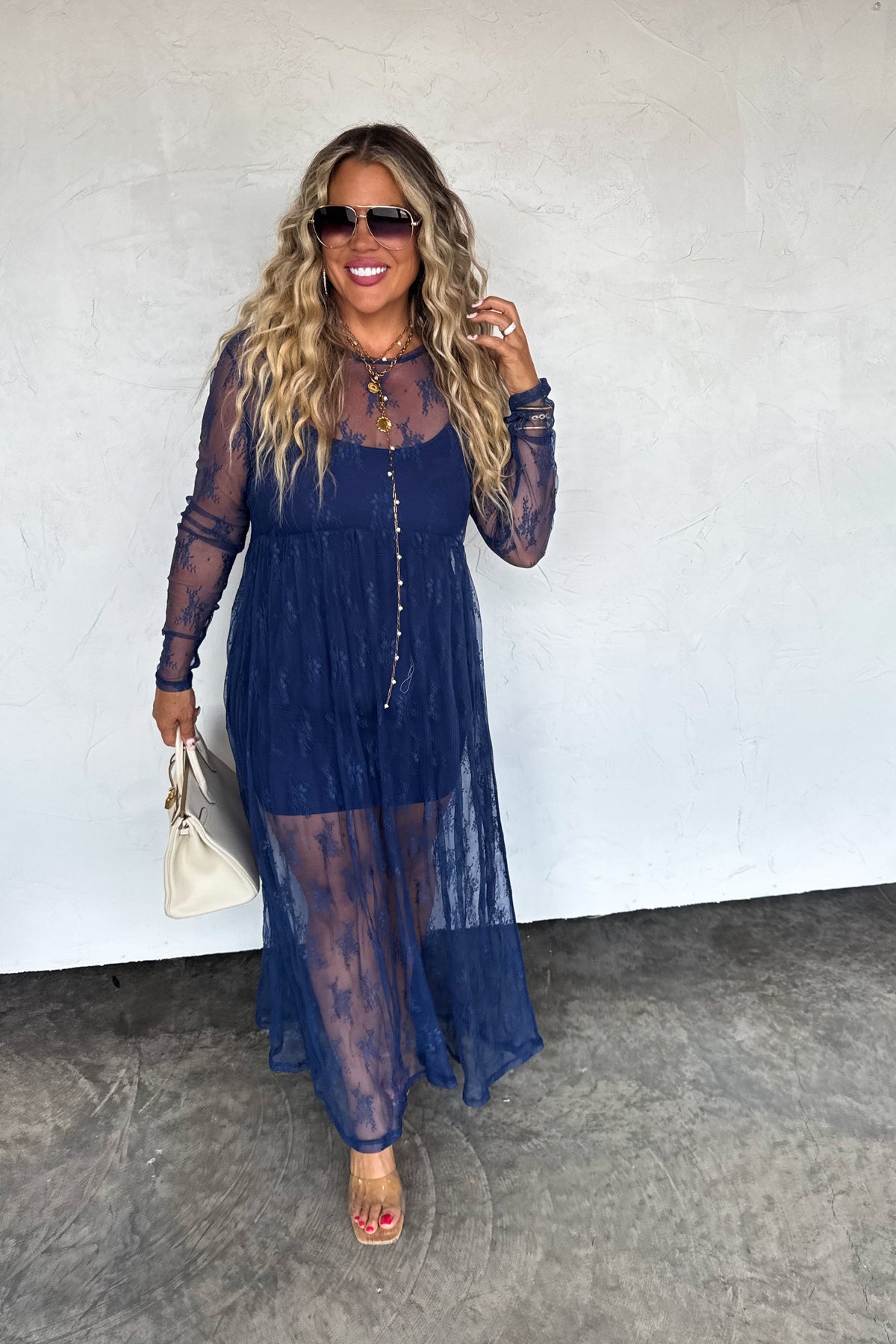 ✨PREORDER ✨ Evangeline Lace Dress Midnight Blue
