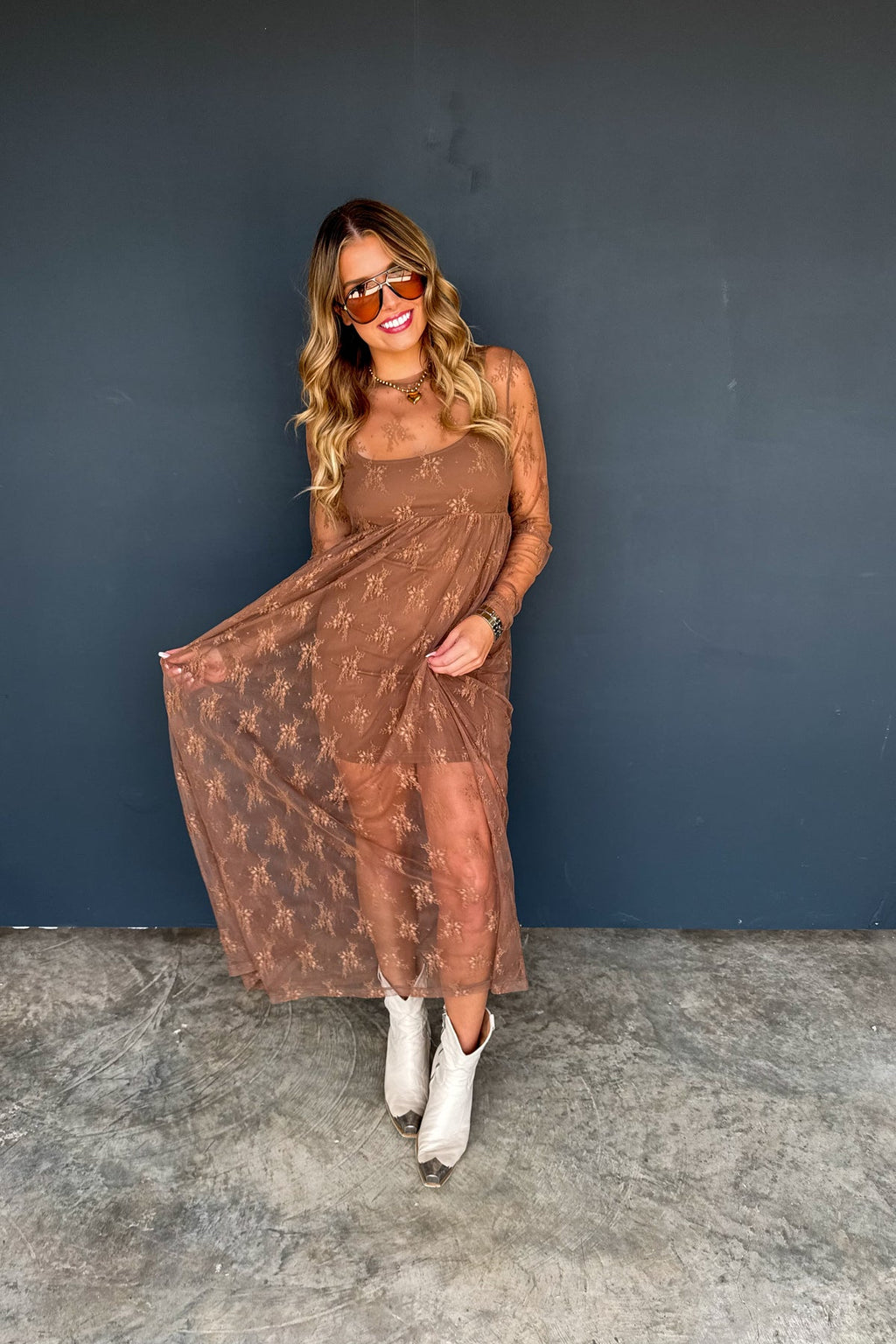 ✨PREORDER ✨ Evangeline Lace Dress Mocha
