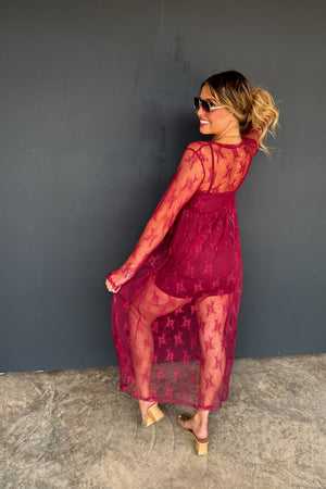 ✨PREORDER ✨ Evangeline Lace Dress Wine