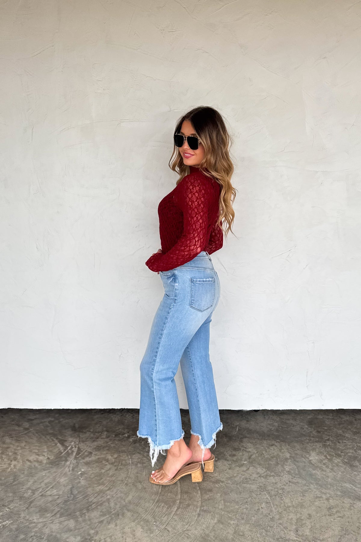 ✨PREORDER✨ Jolie Lace Thumbhole Top Wine