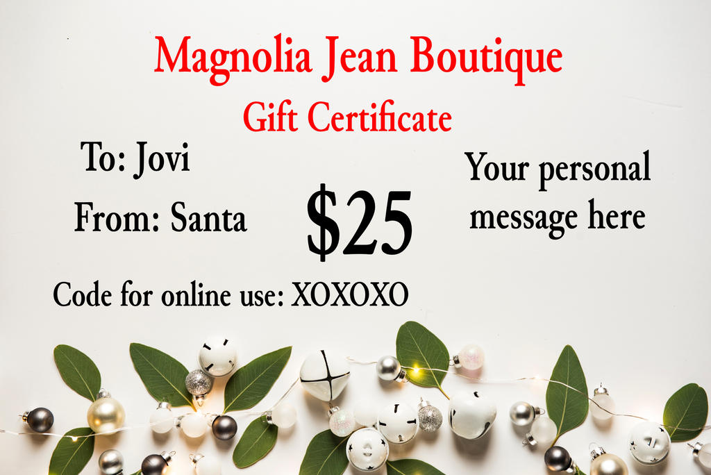 Virtual Gift Certificate $25