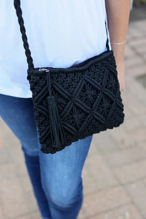 Crochet Zipper Bag Black