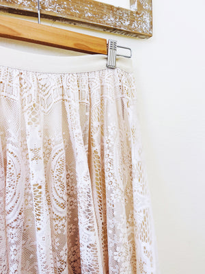Bristol Floral Lace Long Skirt Cream