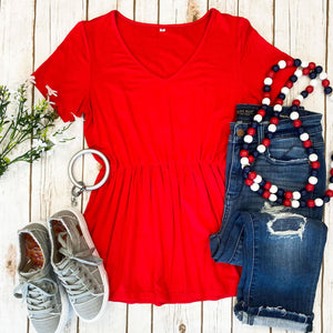 Sarah Ruffle Top Red