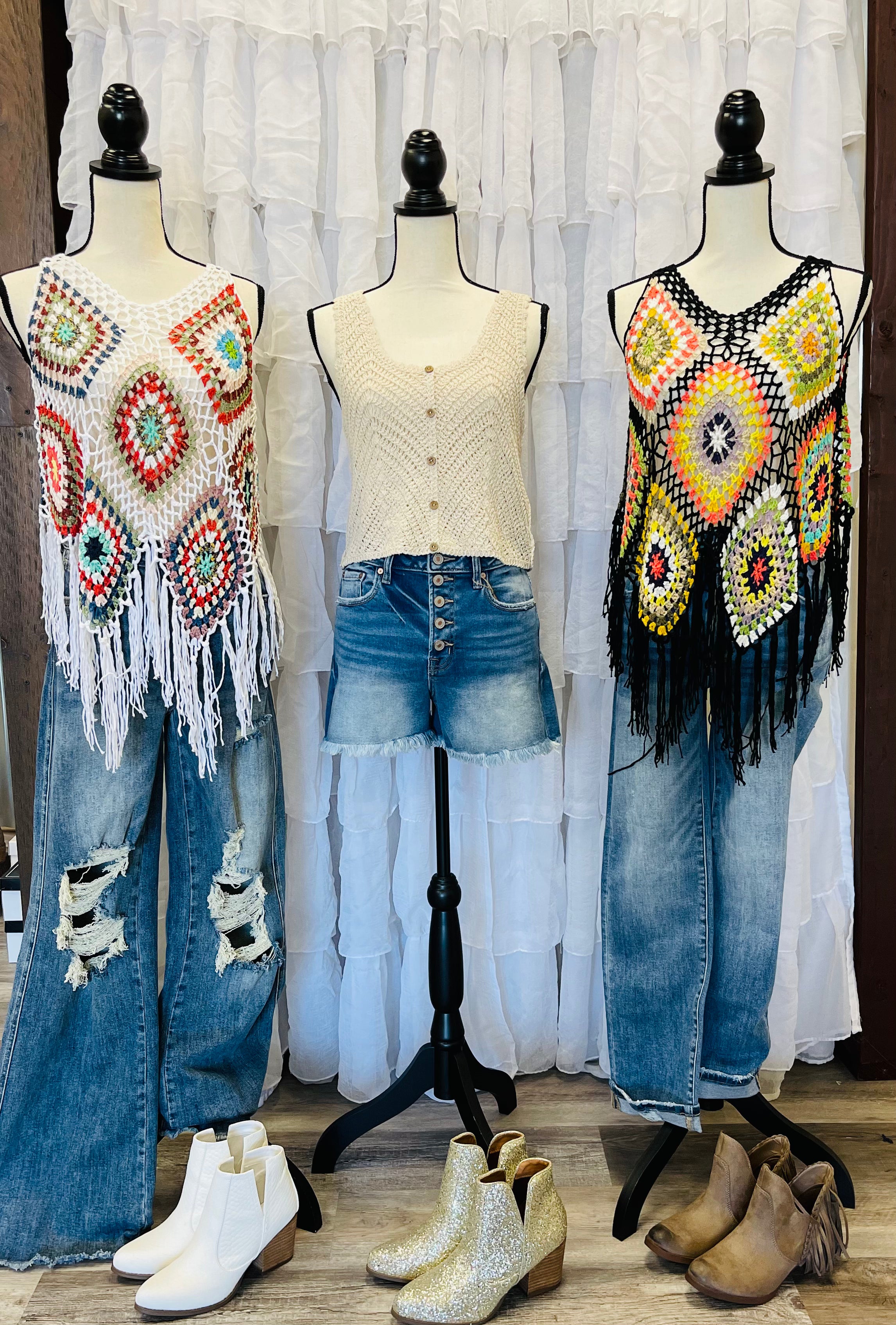Black Summer Gypsy Crochet Top