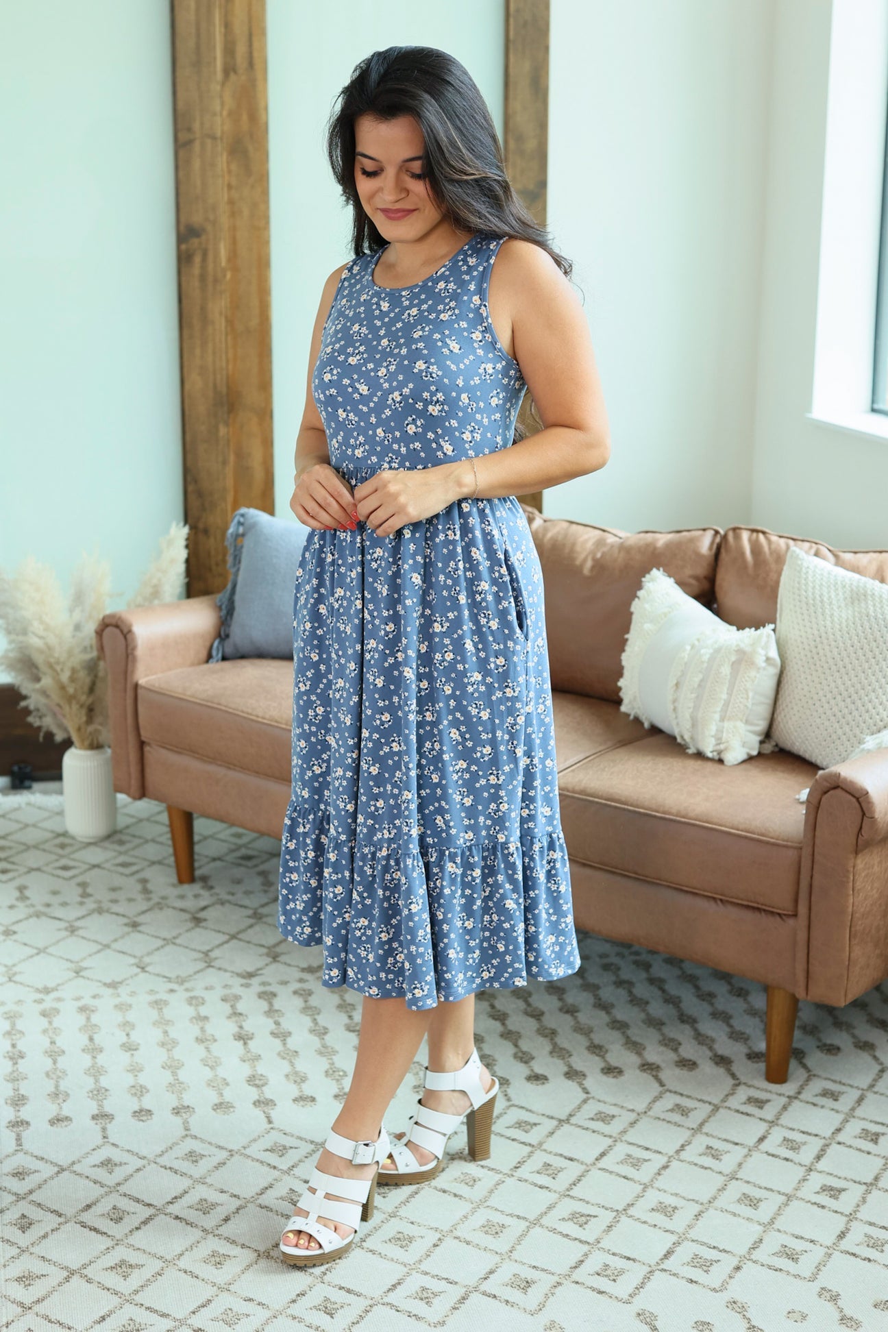 Bailey Dress Denim Blue Floral