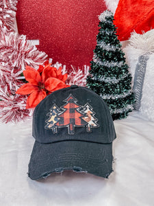 TRIPLE CHRISTMAS TREE  HAT -LEOPARD, BUFFALO PLAID, COW