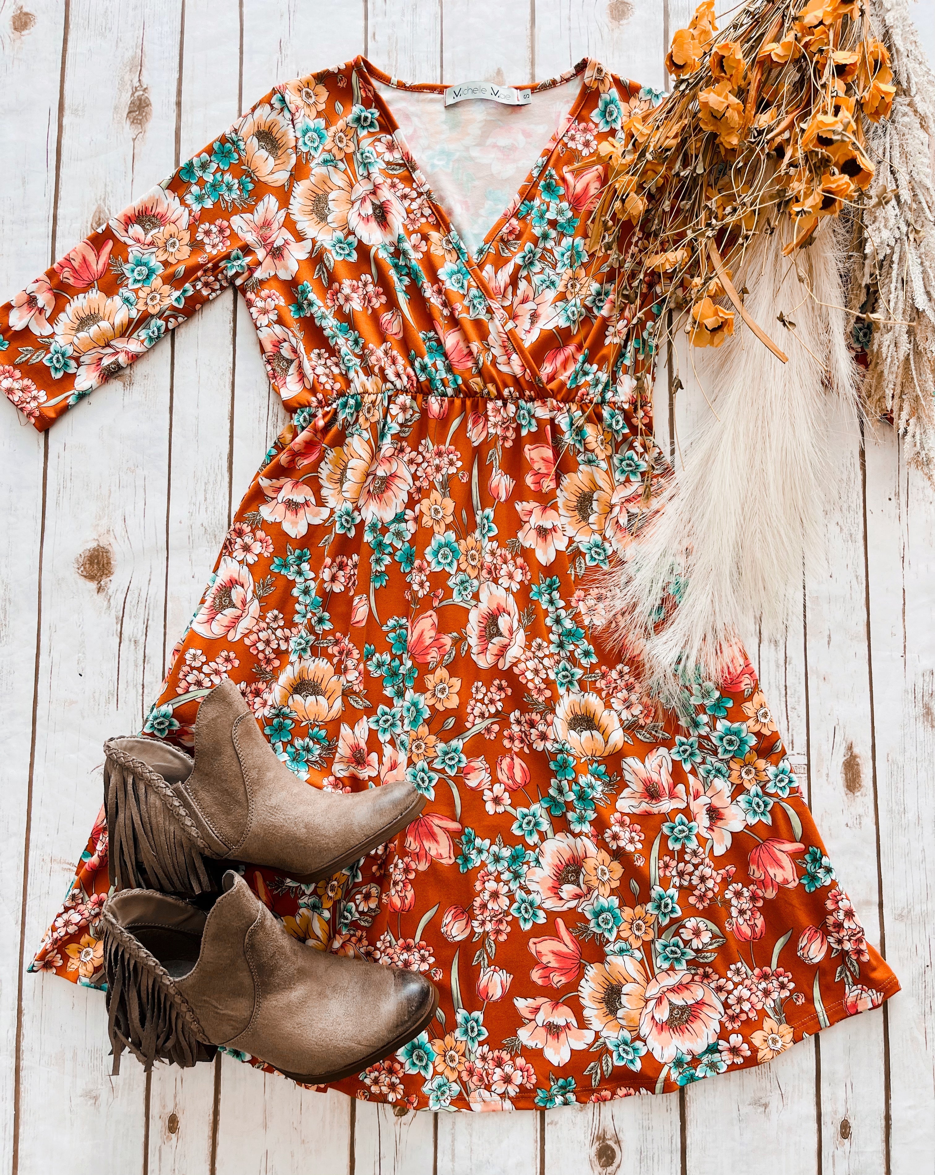 Taylor Dress Rust Floral