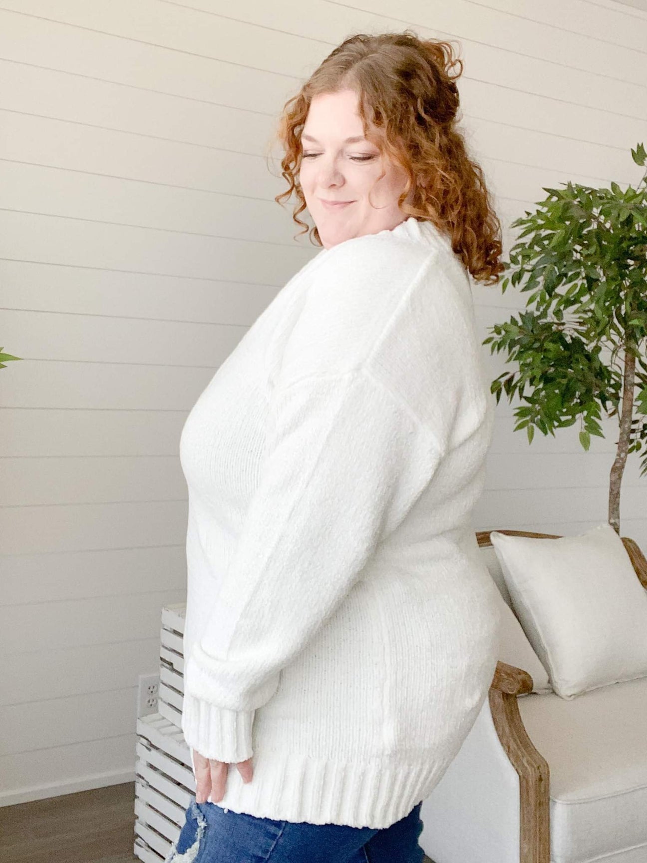 FUNDRAISER Pacific Coast Canine Rescue Chenille Tunic Sweater White