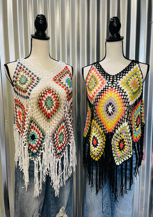 Black Summer Gypsy Crochet Top
