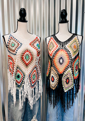 Black Summer Gypsy Crochet Top