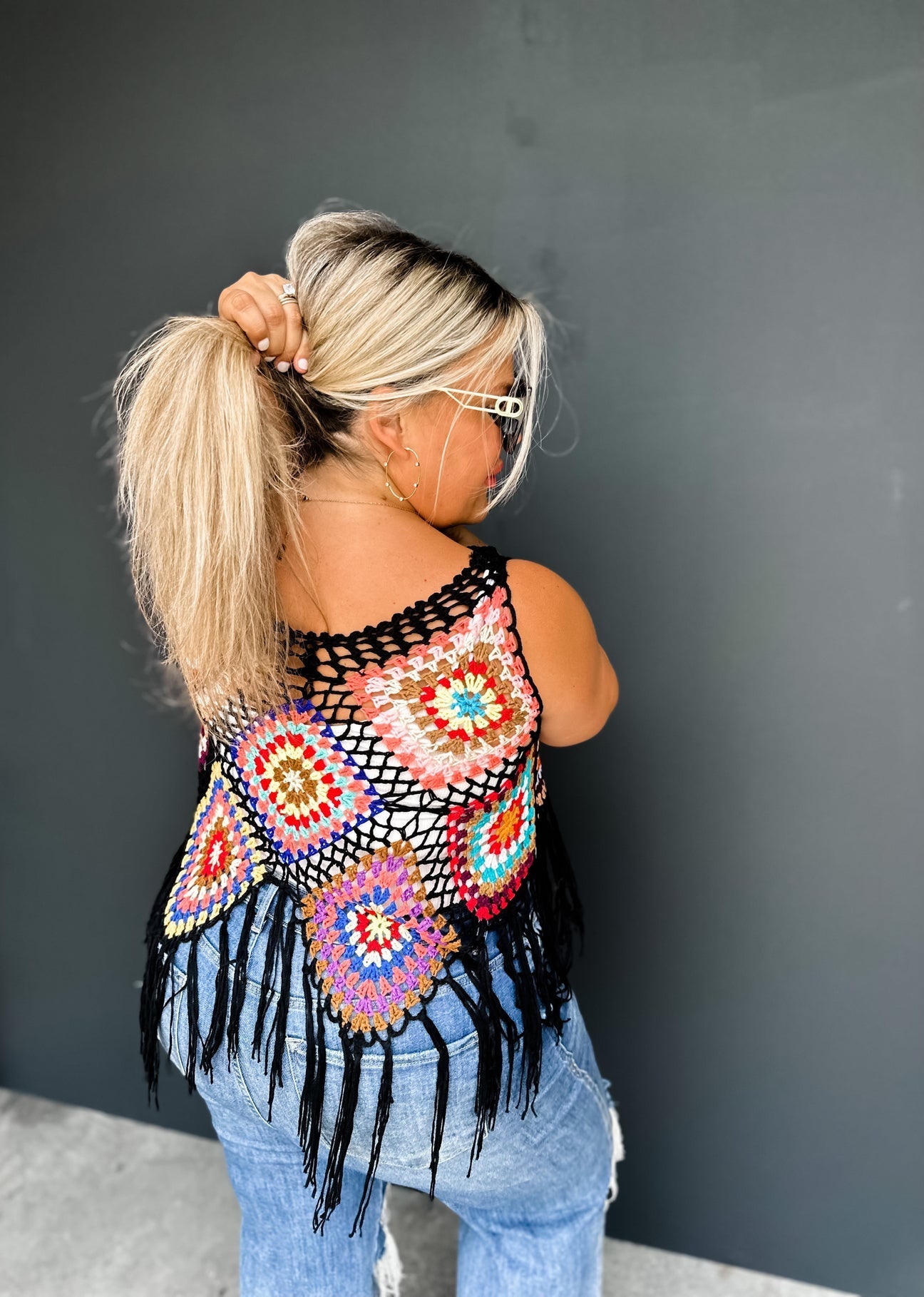 Black Summer Gypsy Crochet Top