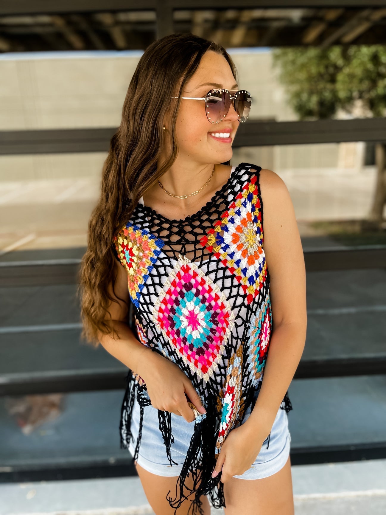 Black Summer Gypsy Crochet Top
