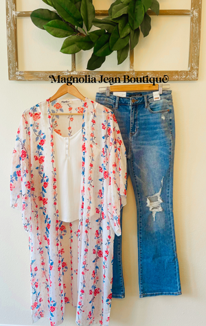 In The Moment Floral Long Kimono
