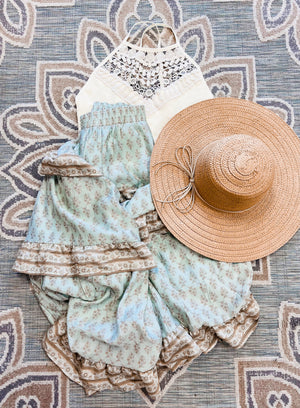 Eden Boho Skirt Mint & Taupe