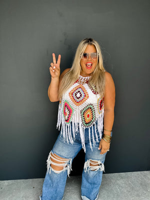White Summer Gypsy Crochet Top