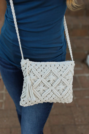 Crochet Zipper Bag Cream