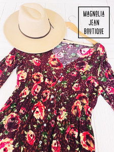 Stella Burgundy Floral Dress