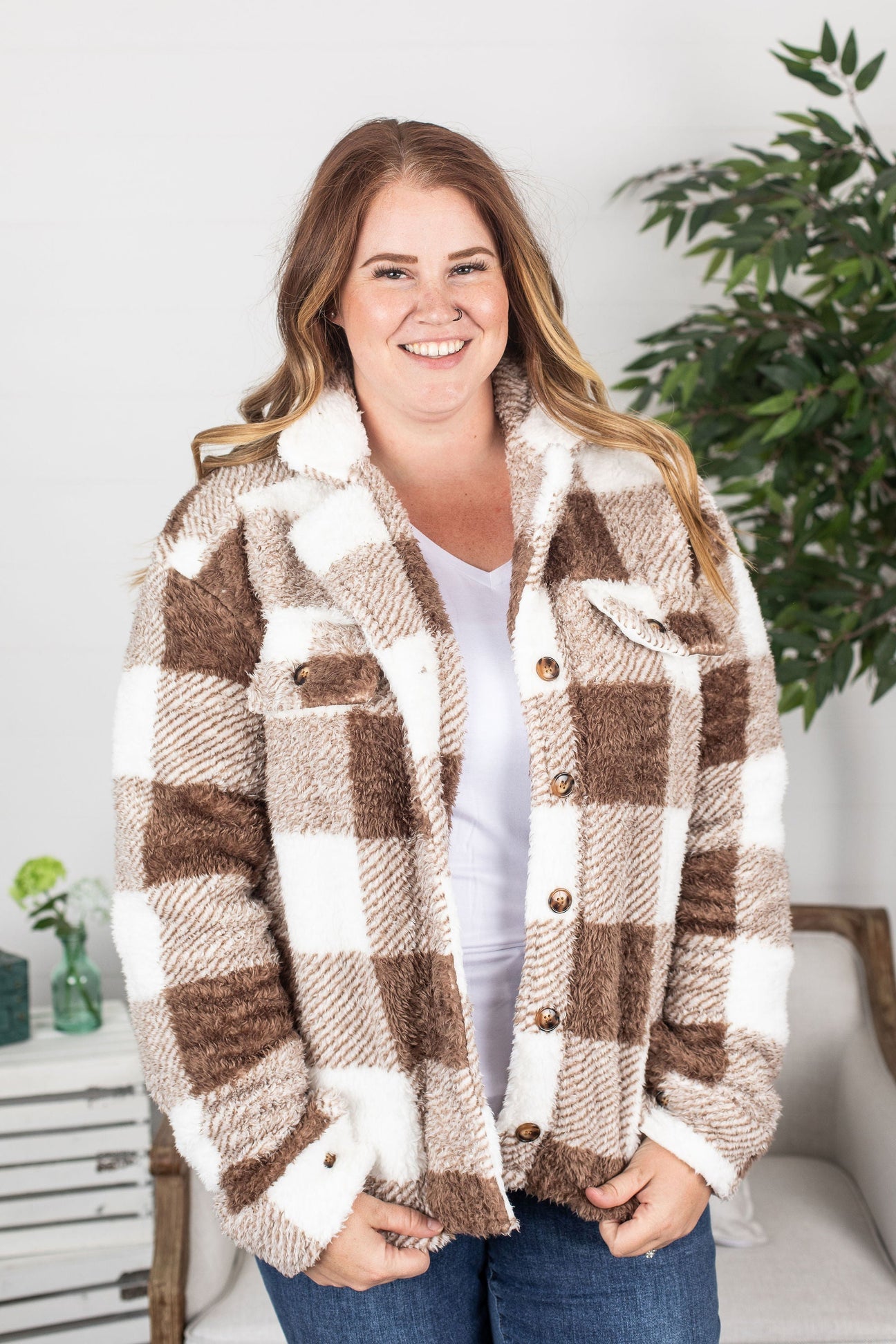 $20 Fundraiser Sherpa Shaket- Tan Plaid