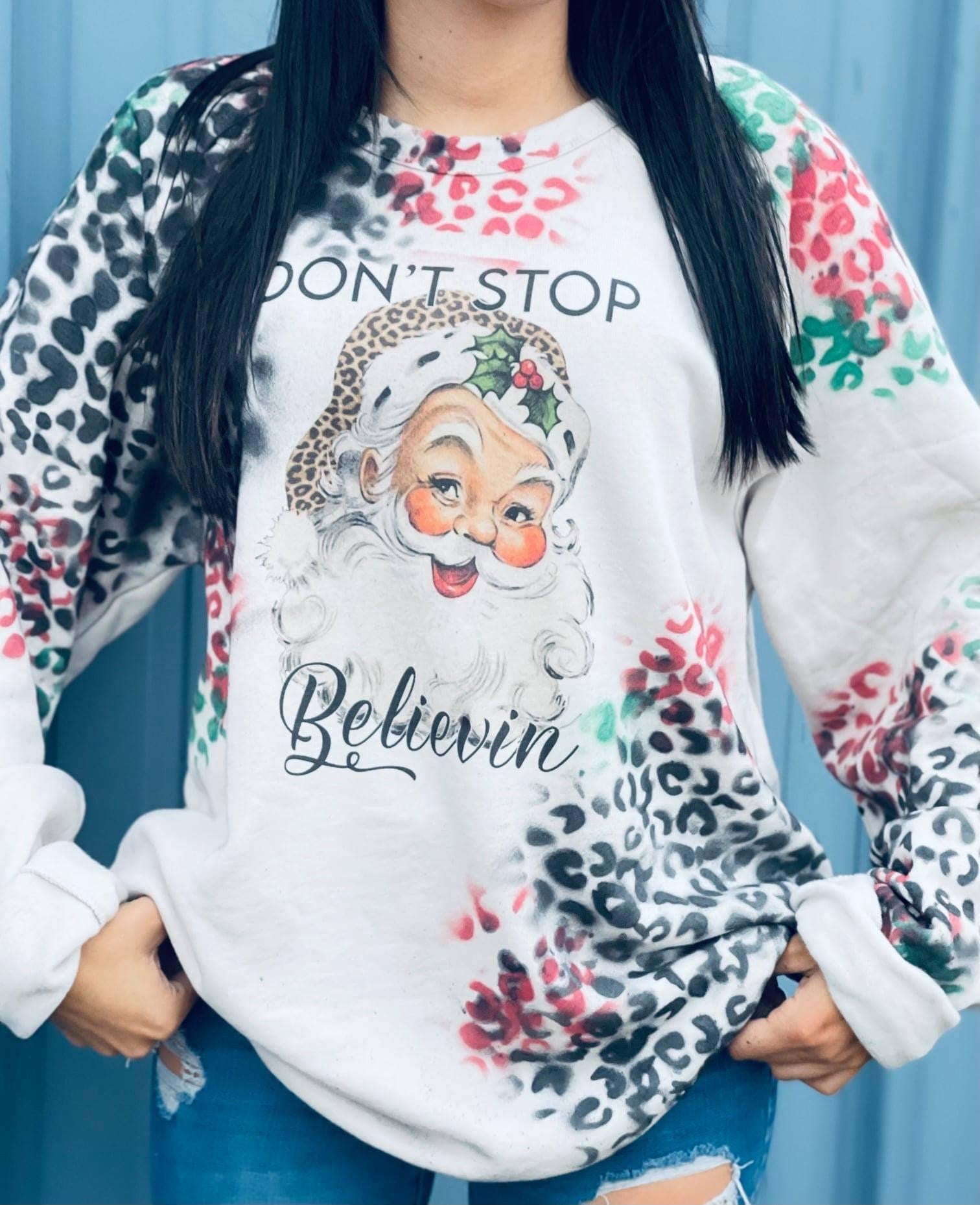 Santa Leopard Believe Sweatshirt