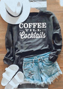 Coffee Till Cocktails Sweatshirt Black