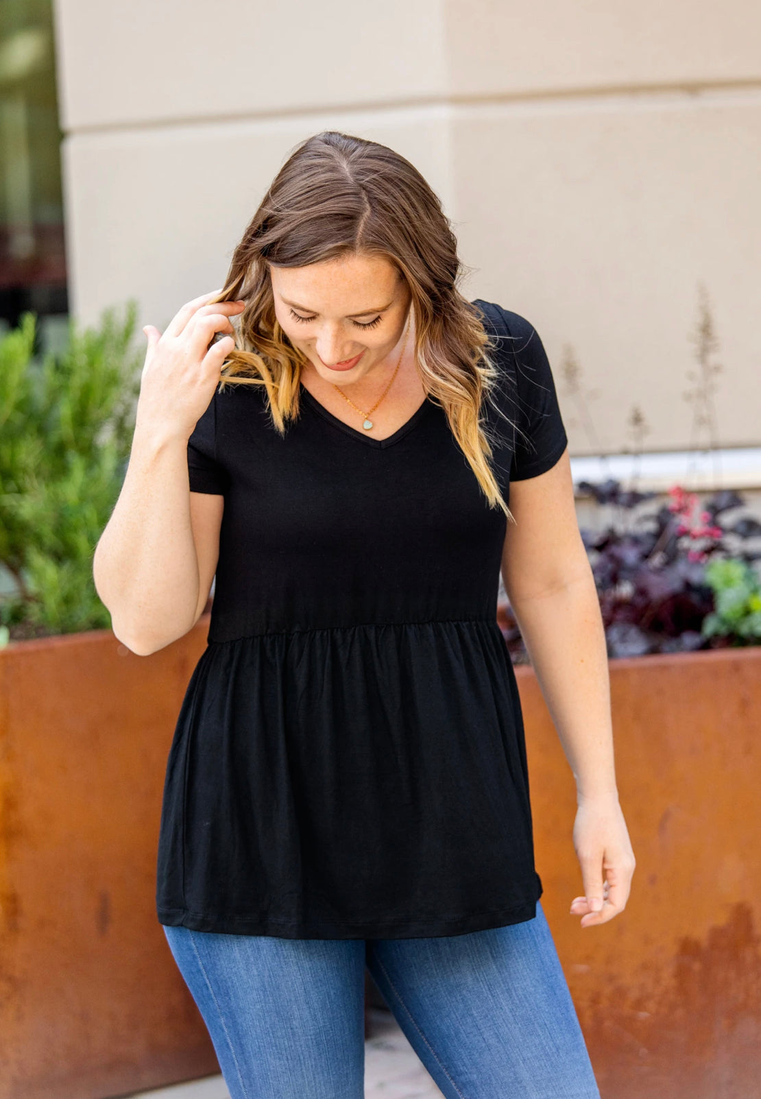 Sarah Ruffle Top Black