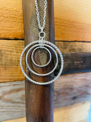 Circles Of Love Long Necklace Silver