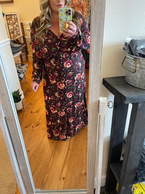 Stella Burgundy Floral Dress