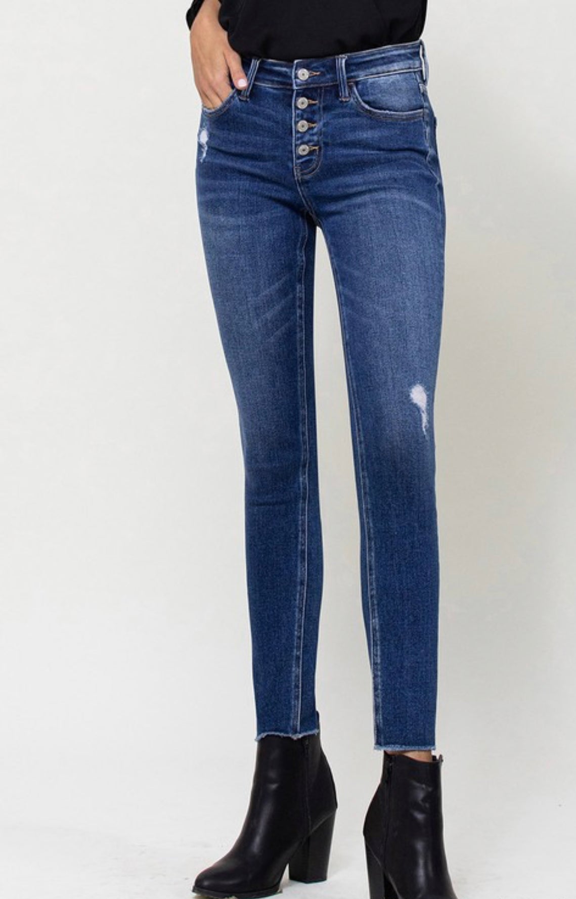 Surf Rider Mid Rise Button Fly Skinny Jeans