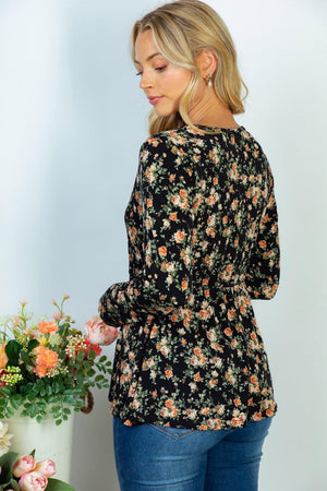 Coming Up Roses Black Floral Top