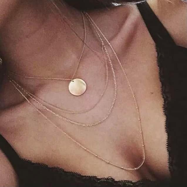 Gold Coin Layered Necklace