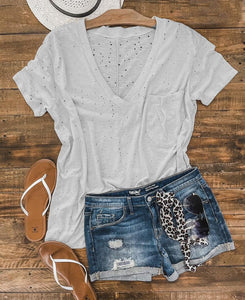 Hearts on Fire Distressed Boyfriend Tee White