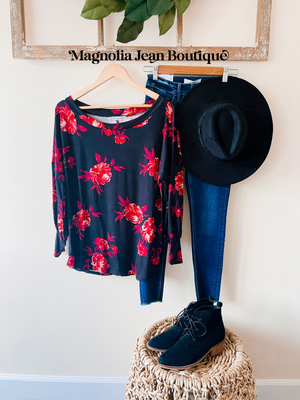 Caroline Top Black Floral