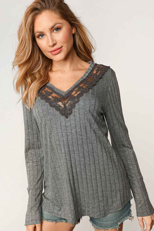 Stevie Lace Accent Long sleeve Top