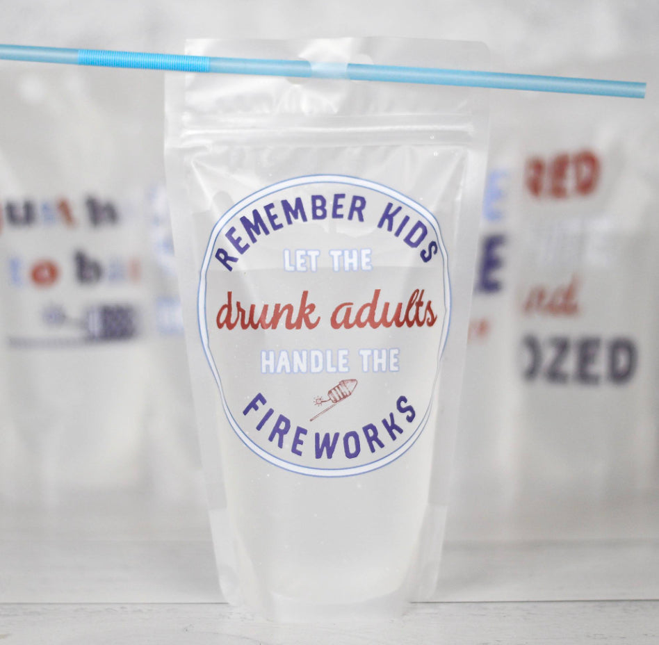 Patriotic Adult Drink Pouches- set of 5