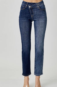 Tilly Cross Over Mid Rise Skinny Jean