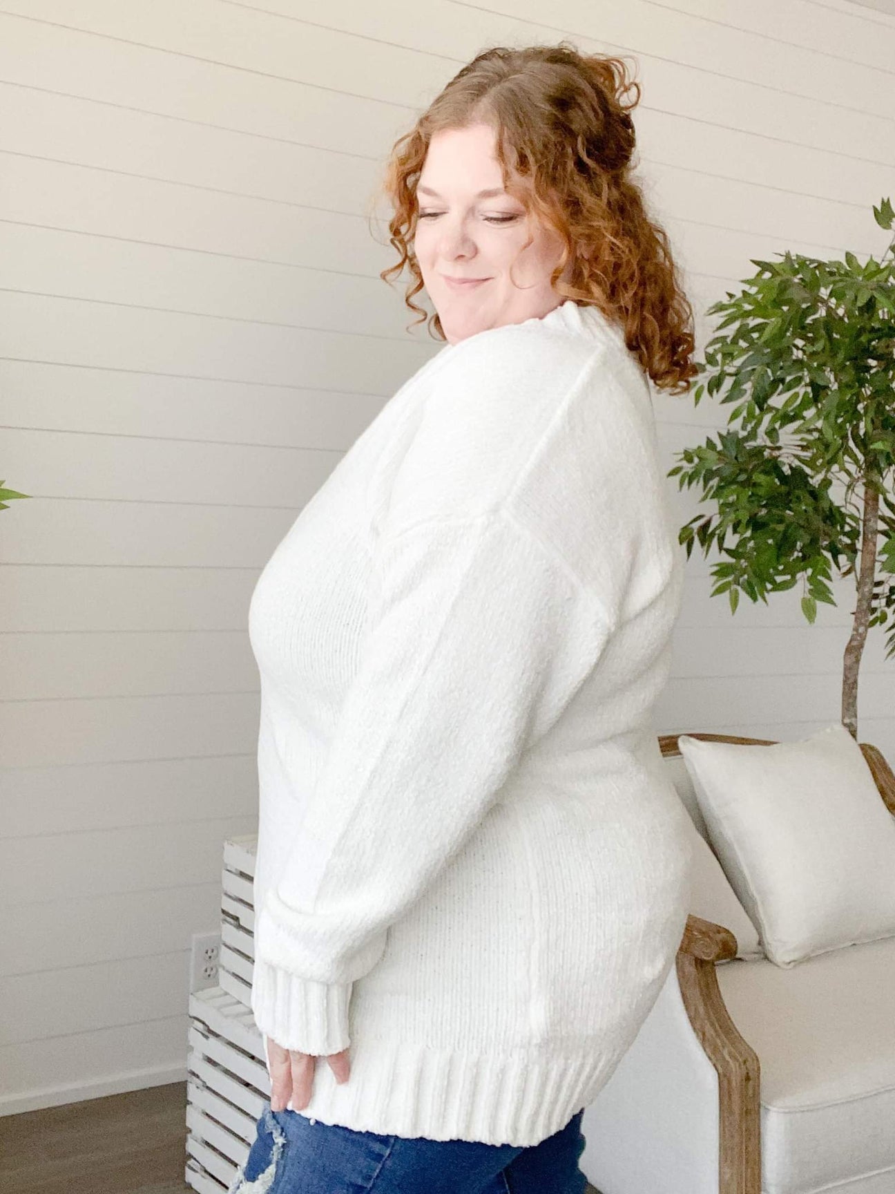 Chenille Tunic Sweater White