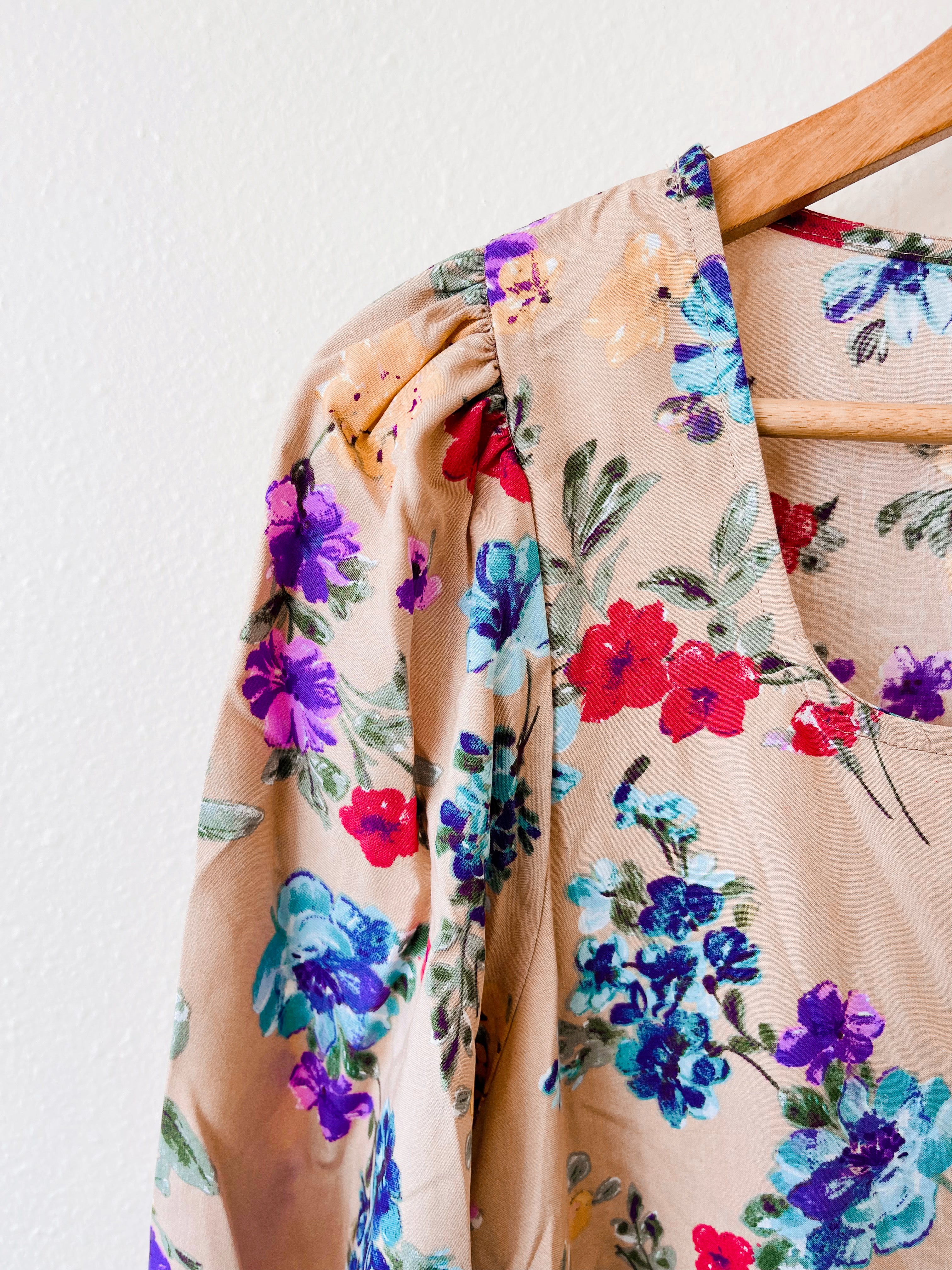 Spring Fling Taupe Floral Top